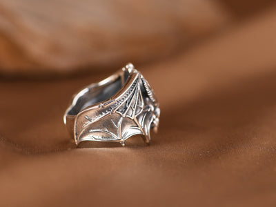 Anillo Abierto Calavera Murciélago en Plata S925 - Estilo Retro Personalizado - Image 8