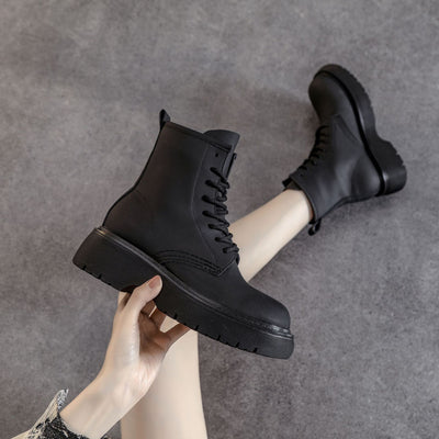 Botines Rosas de Cuero con Suela Elevada - Botas Tobilleras Versátiles para Mujer - Image 9