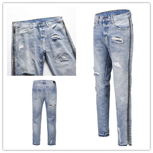 Jeans con Cierre Lateral y Rotos para Hombre y Mujer