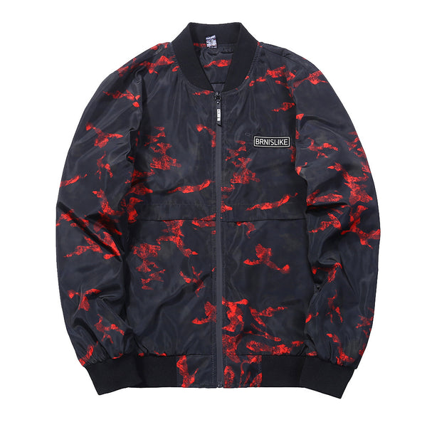 Chaqueta Camuflada con Cuello Tipo Baseball - Corte Slim Tallas Grandes