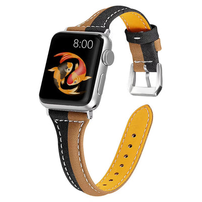 Correa de Reloj Bicolor de Cuero con Diseño T para Apple Watch 5ª, 6ª Generación y SE - Image 11