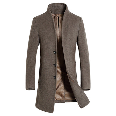 Abrigo de Lana Casual con Cuello de Pie para Hombre - Image 3