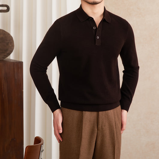 Polo de Cashmere Slim Fit con Solapa - Camisa Casual de Manga Larga - Image 12