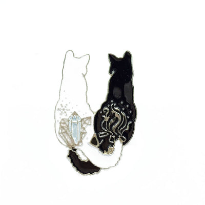 Broche de Gatos Pareja en Blanco y Negro - Image 2
