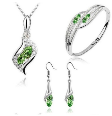 Conjunto de Joyería de Cristal Austriaco Angel Elf - Aretes, Collar y Pulsera