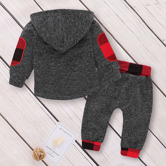 Traje Infantil con Estampado de Cuadrícula y Costuras Decorativas - Image 9