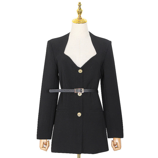 Vestido Sastre Entallado de Manga Larga con Cinturón - Image 3