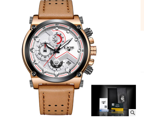 Reloj de Cuero Marrón Automático Resistente al Agua - Image 9