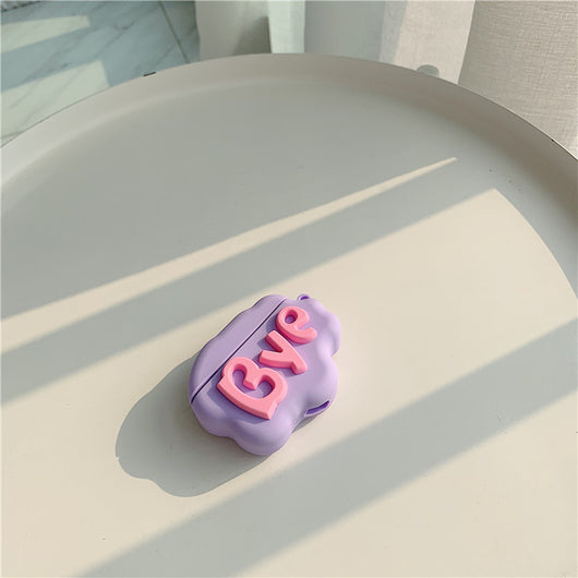 Funda AirPods 2 de Silicona Suave - Diseño 3D Cloud Letter HI BYE - Image 16