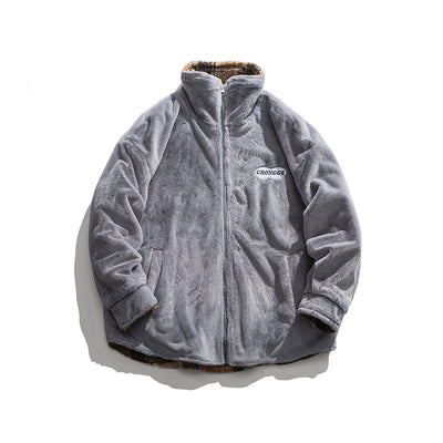 Chaqueta de Algodón con Cuello Alzado en Terciopelo de Cordero Invierno