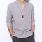 Camisa Lino Manga Larga Estilo Chino Retro para Hombre