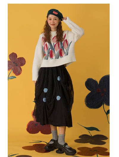 Suéter Holgado con Estampado Vintage de Tulipanes - Image 15