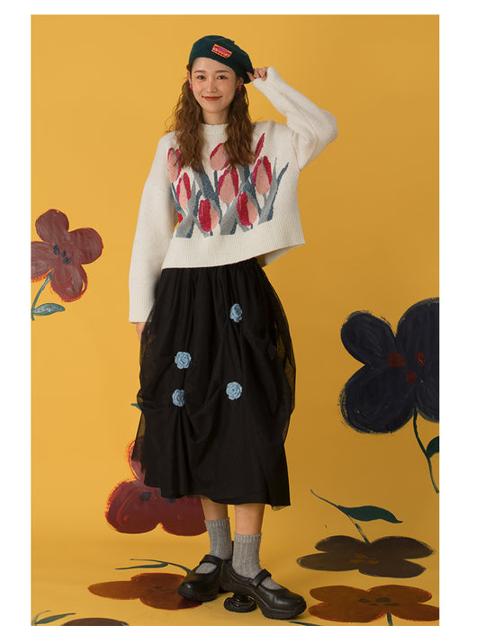 Suéter Holgado con Estampado Vintage de Tulipanes - Image 15