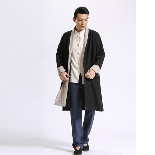 Cardigan Largo de Lino Liso para Hombre
