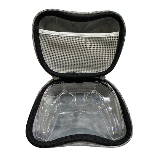 Black EVA storage bag for game controllers with a zipper closure and carrying handle. Inset shows a white controller inside. - Image 3
