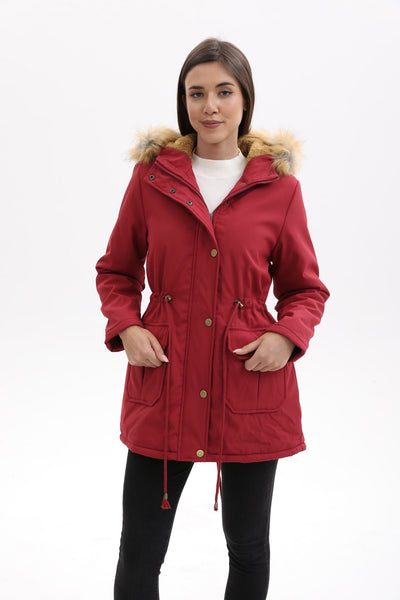 Abrigo Acolchado Mujer Largo con Capucha, Cuello de Piel y Cintura Ajustada - Image 12