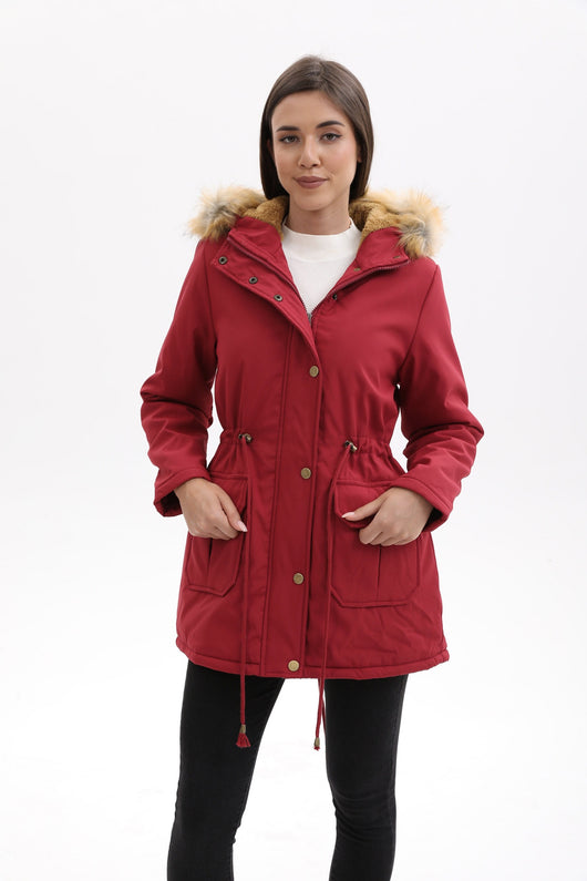 Abrigo Acolchado Mujer Largo con Capucha, Cuello de Piel y Cintura Ajustada - Image 12