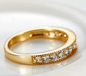 Anillo de Boda Exclusivo Estilo Europeo 18K Oro con Circonia Cúbica AAA