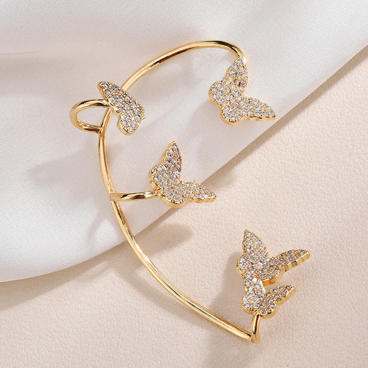 Aretes Mariposa Dorados sin Perforación con Circonitas Brillantes - Image 26