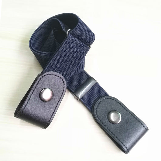 Beige elastic no-buckle belt with adjustable clips, designed for an invisible and comfortable fit. - Image 9
