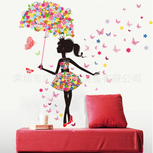 Adhesivo Decorativo de Pared - Paraguas con Elfo Mágico