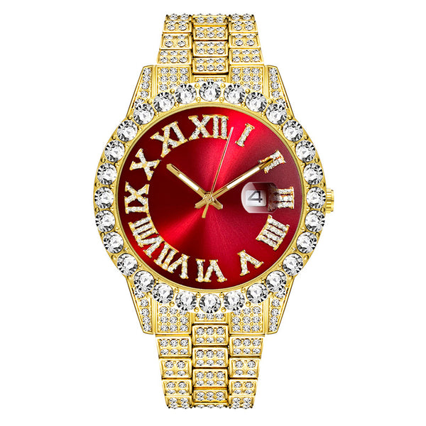 Reloj Dorado Impermeable para Hombre con Numerales Romanos