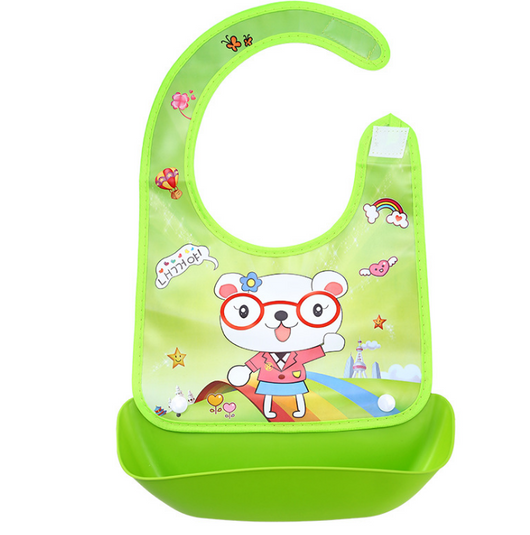 Babero infantil impermeable con bolsillo coleccionable de silicona - Image 12