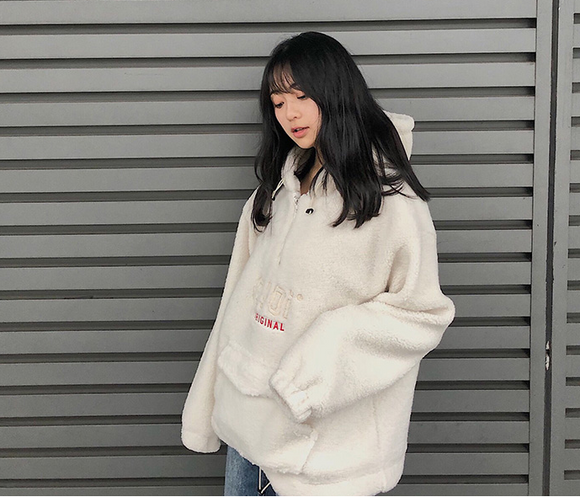 Abrigo Sudadera con Capucha de Lana de Cordero 5252 BY OIOI - Diseño Oversize Abrigador