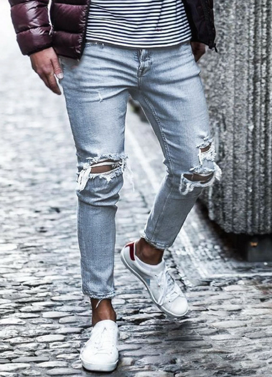 Pantalones Skinny Rotos para Hombre - Estilo Streetwear - Image 4