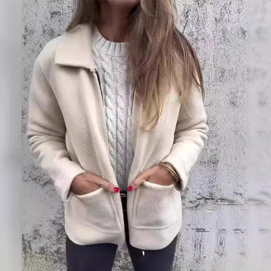 Chaqueta Solapa con Cierre y Bolsillos para Mujer - Abrigo Versátil Otoño Invierno - Image 5