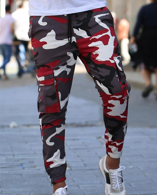 Pantalones Cargo Camuflaje Colorido con Cintura Elástica para Hombre - Image 12