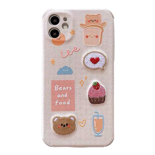 Funda para iPhone con Diseño Bordado de Osito y Conejito - Image 2