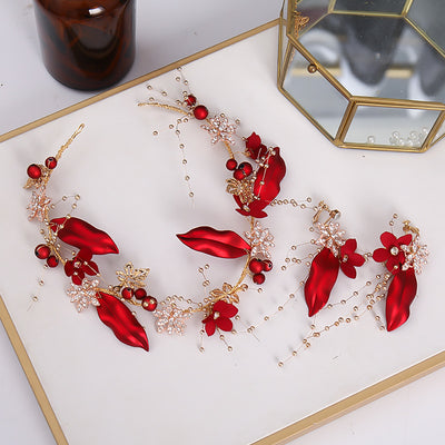 Juego de Pasadores Florales Rojos y Accesorios para el Cabello para Mujeres - Image 10