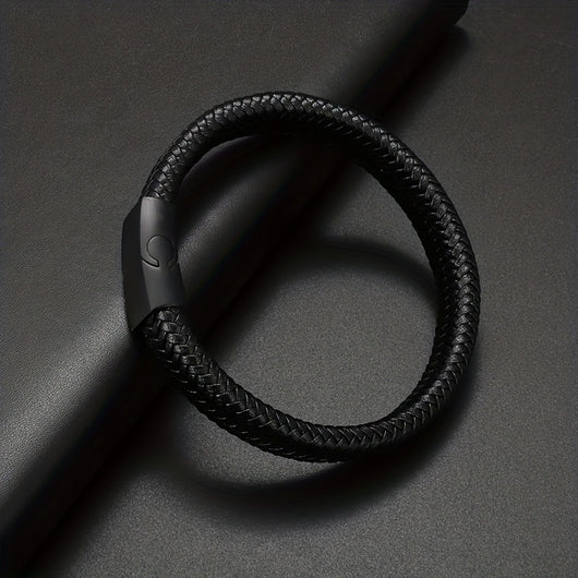Pulsera de Cuero Vintage para Hombre con Cierre Magnético - Image 10