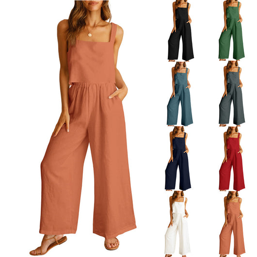 Conjunto Casual Elegante: Top Sin Mangas y Pantalón Ancho