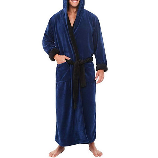 Bata de Baño Hombre Franela con Capucha Acolchada Invierno - Image 3