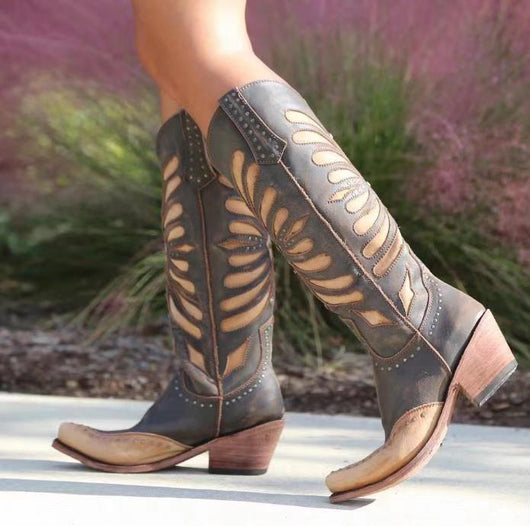 Botas de Invierno para Mujer con Tacón Grueso y Remaches - Talla Grande