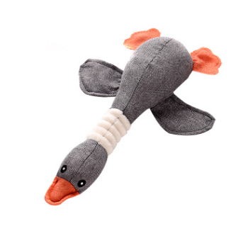 Plush teal duck dog toy with orange beak and feet, and a white ribbed neck, designed for sounding and puzzling. - Image 7