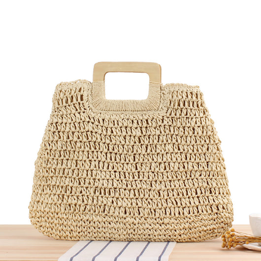 Bolsa de Playa Redonda Tejida a Mano - Bolso Cruzado de Ratán para Mujer - Image 82