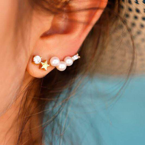 Arete Estrella de Cinco Puntas con Perlas