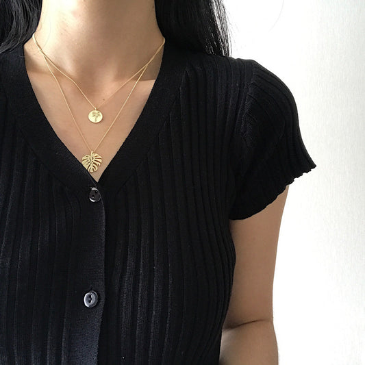 Collar Doble Monstera en Oro Fluido - Image 2