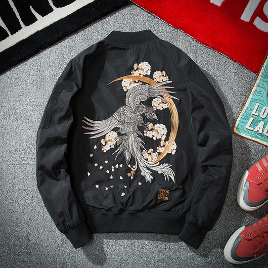 Chaqueta Bomber Hombre Estilo Coreano con Bordado Demonio - Diseño Urbano Moderno - Image 3