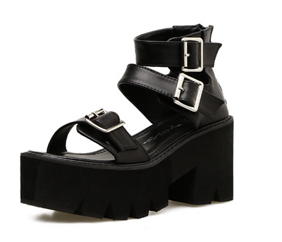 Sandalias de Tacón Alto con Plataforma Gruesa y Hebilla Ajustable - Estilo Europeo - Image 3