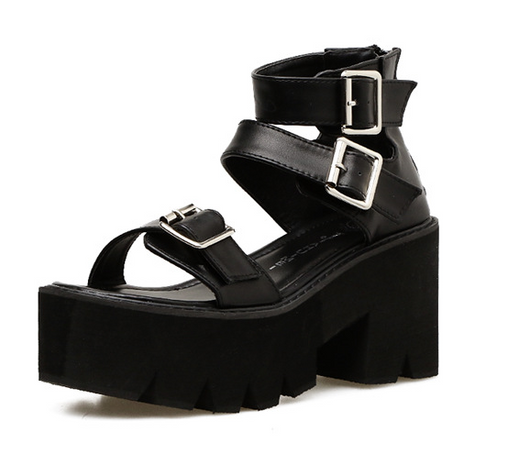 Sandalias de Tacón Alto con Plataforma Gruesa y Hebilla Ajustable - Estilo Europeo - Image 3