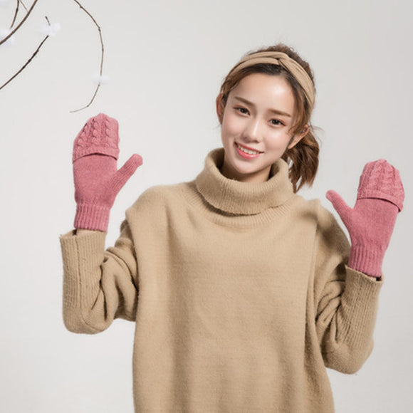 Guantes Mitones Dobles de Lana para Mujer - Convertibles Abrefácil