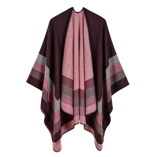 Poncho Cachemir de Marco Amplio con Abertura Frontal - Image 20