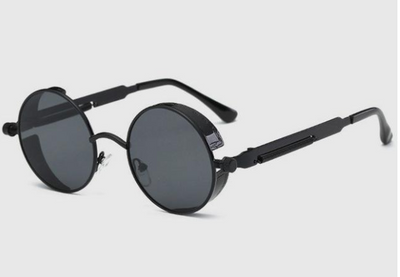 Austin Powers vintage round metal frame sunglasses with clear lenses, gold frames, and black temple tips. - Image 19
