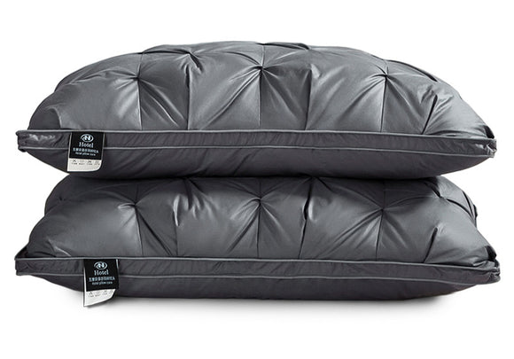 Juego de Almohadas de Plumas de Ganso Blanco con Protectores de Cuello