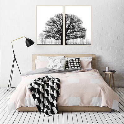 Cuadro Decorativo Moderno Árboles Invernales en Blanco y Negro - Image 2