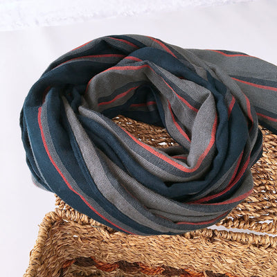 Bufanda Larga Azul a Rayas Estilo Japonés y Coreano para Hombre - Image 16